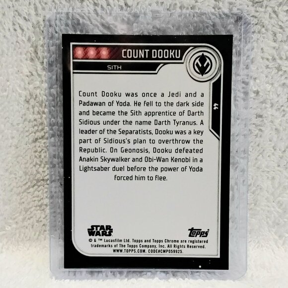 5/$20 Mint 2023.Topps Chrome Count Dooku Star Wars Card 44!! - Picture 2 of 2